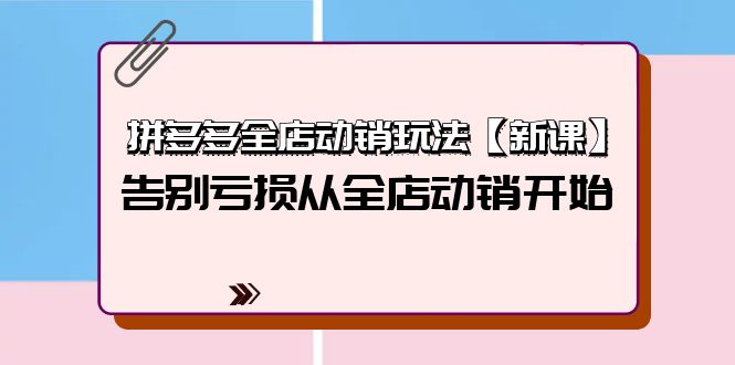 拼多多全店动销玩法【新课】，告别亏损从全店动销开始（4节视频课）-风向旗