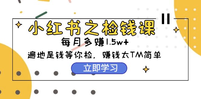 小红书之检钱课：从0开始实测每月多赚1.5w起步，赚钱真的太简单了（98节）-风向旗