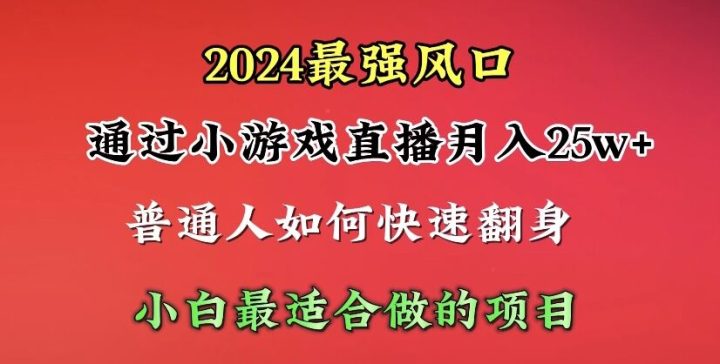 最强风口，通过小游戏直播月入25w+单日收益5000+小白最适合做的项目-风向旗