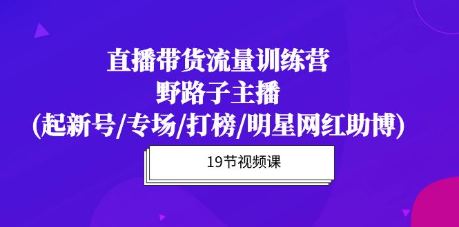 直播带货流量特训营，野路子主播(起新号/专场/打榜/明星网红助博)19节课-风向旗