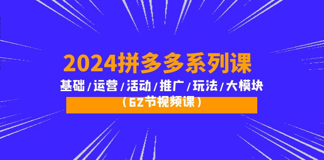 拼多多系列课：基础/运营/活动/推广/玩法/大模块（62节视频课）-风向旗