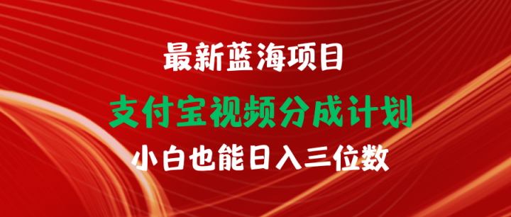 最新蓝海项目 支付宝视频频分成计划 小白也能日入三位数-风向旗