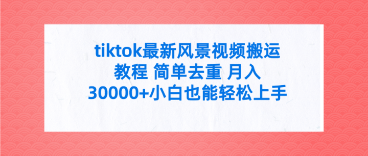 tiktok最新风景视频搬运教程 简单去重 月入30000+附全套工具-风向旗