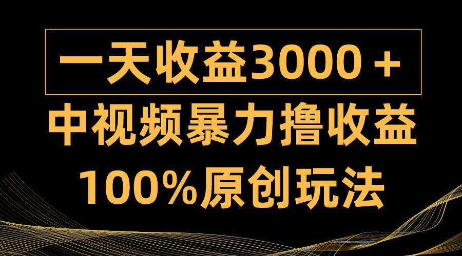 中视频暴力撸收益，日入3000＋，100%原创玩法，小白轻松上手多种变现方式-风向旗