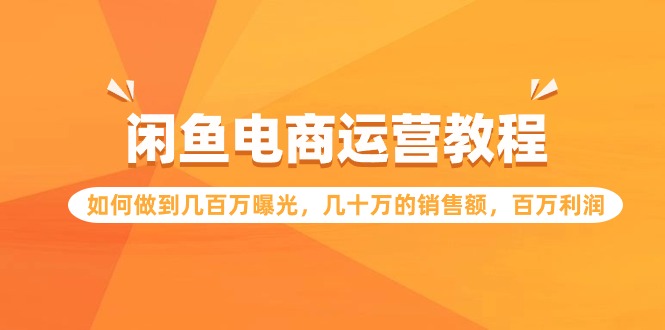 闲鱼运营课：如何做到几百万曝光，几十万的销售额，百万利润-风向旗