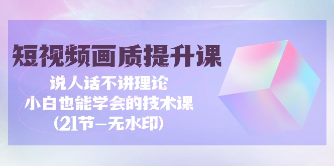 短视频-画质提升课，说人话不讲理论，小白也能学会的技术课(21节-无水印)-风向旗